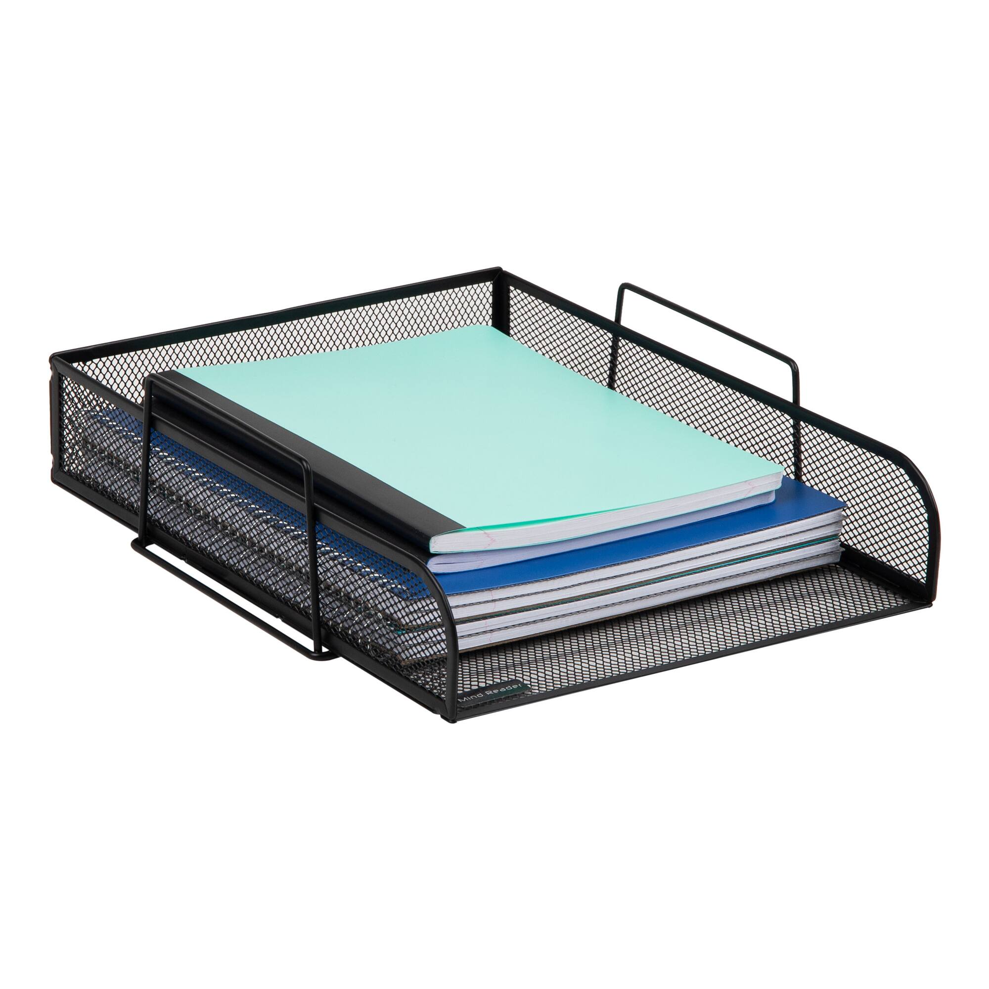 Mind Reader Stackable Paper Tray, Desktop Organizer, File Storage, Office, Metal Mesh, 10.5"L x 13.5"W x 11.25"H, 4 Pcs., Black
